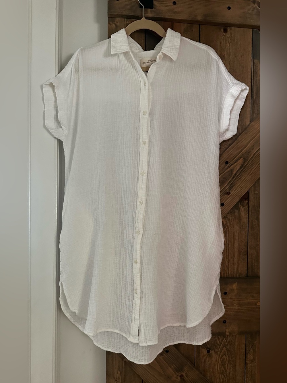 Button down shirt dress white cover up medium - Picture 4 of 12